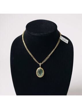 Chico’s NWT Sahara Stretch Gold Multi-Strand Necklace Blue Oval Pendant MSRP $39